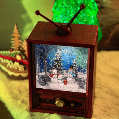 오르골 아날로그 TV 크리스마스 오르골 무드등, 눈사람