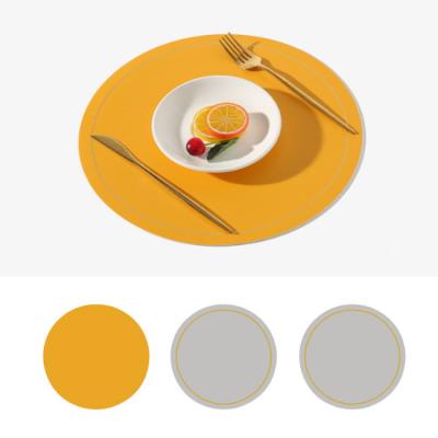 식탁매트 브리뷰 메이린 PU 양면 식탁매트 4p, 옐로우 + 그레이, 33 x 33 cm