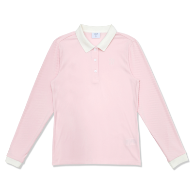 캘러웨이여성골프웨어 테이크오프 골프 티셔츠 Ribbed Collar Long-sleeved 여성티 라이트핑크