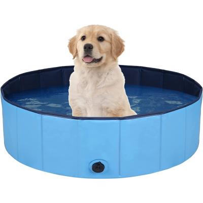 강아지목욕통 SAIVEINA 반려동물 접이식 다용도 수영장, 네이비-블루 S(80x20cm)